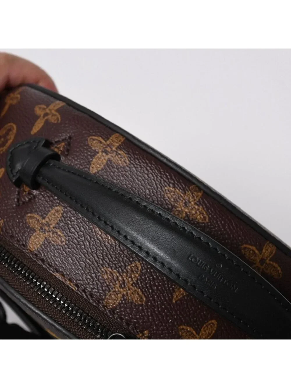 Louis Vuitton Wheel Box Shoulder Bag Monogram Canvas Calfskin Mud Black